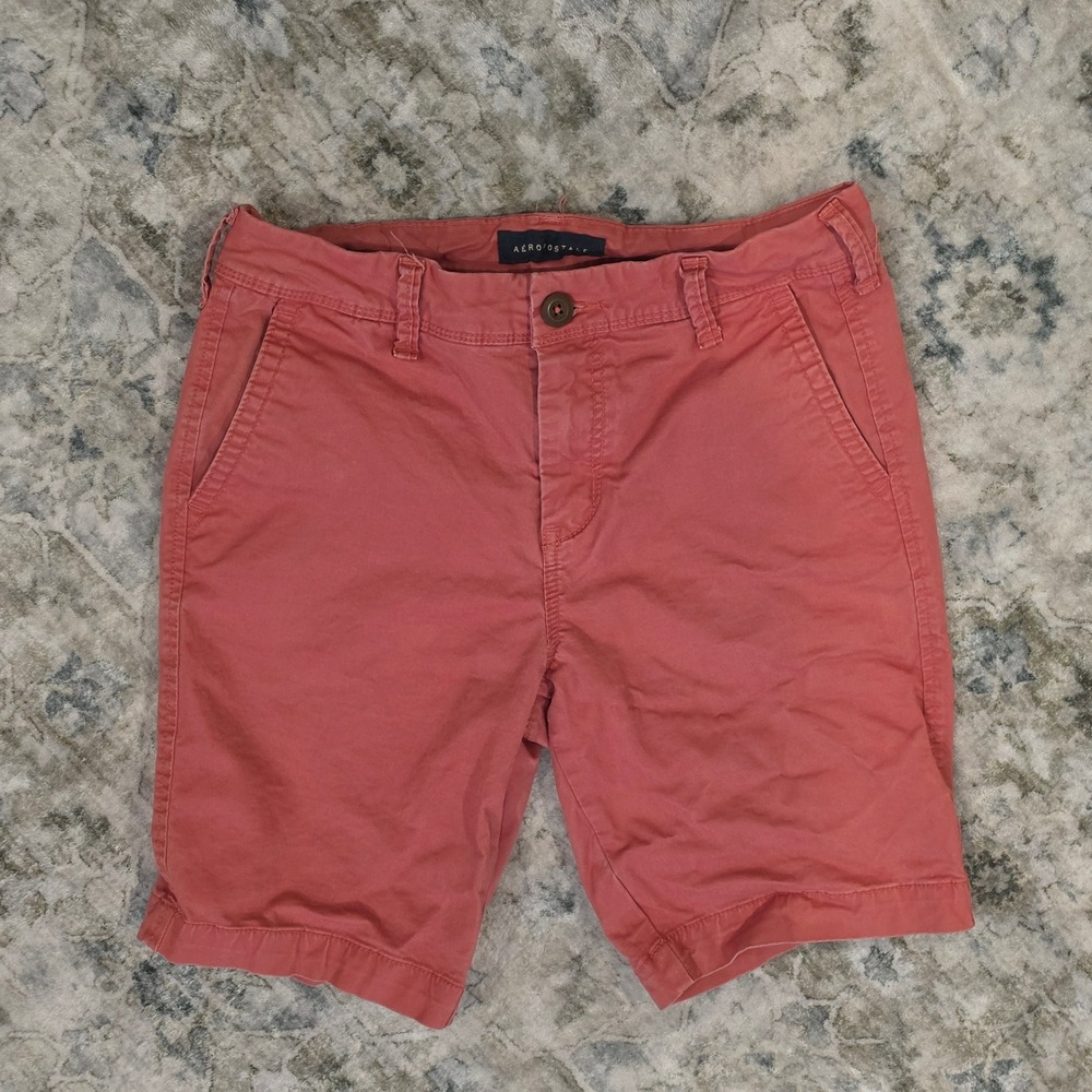 Aeropostale Womens Coral Pink Chino Shorts Size 27 Stretch Cotton Summer Casual